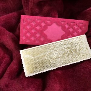 4 Fold Simple Hindu Wedding Card Pink Cream Ganesh 054