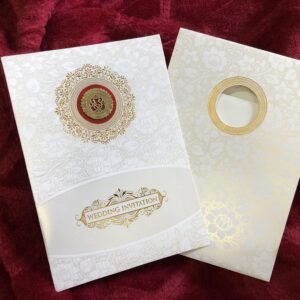 Stylish Hindu Wedding Card with Golden Ganesh 031