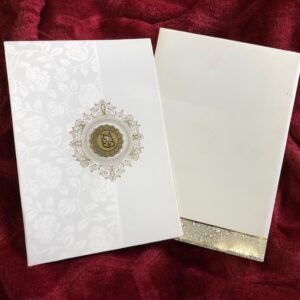 Elegant Floral Print Wedding Card with Golden Ganesh 013