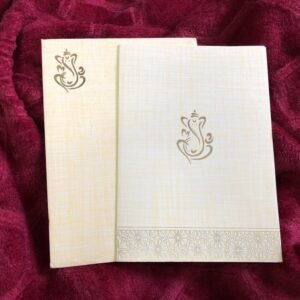 Simple Hindu Wedding Card in Yellowish Colour 040