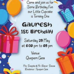 Buy 1st Cute Birthday Invitation Cards Online in Goa 062