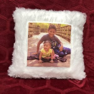 Sublimation Personalised White Fur LED Cushion (Photo Pillow with Light and Filler)