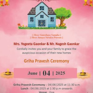 Buy Housewarming Invitation Card Griha Pravesh Goa 073