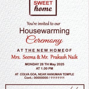Buy Simple Housewarming Card with Map Goa 078