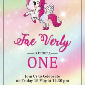Unicorn First Birthday Invitation Card Goa 090