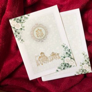 Classic light Green Gold Printed Wedding Invitation Card 126